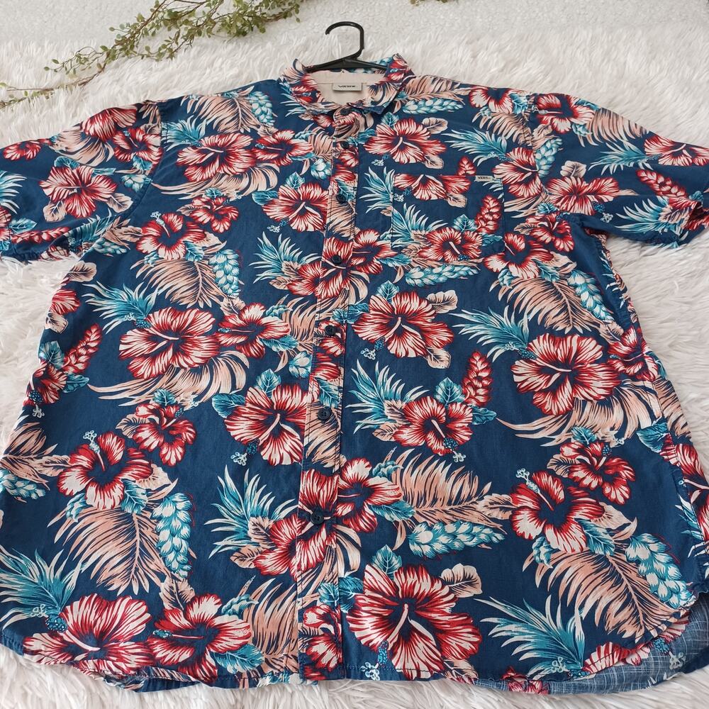 VANS Off the Wall Tropical Floral Hawaiian Shirt Mens XL